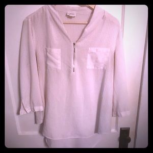 🎄cleanout- White texture blouse with zipper